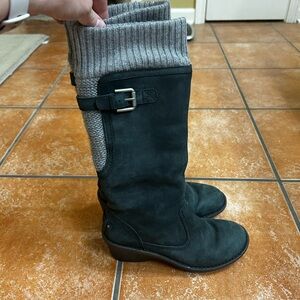 UGG Gray Knee-High Boots with Buckle & inside zipper